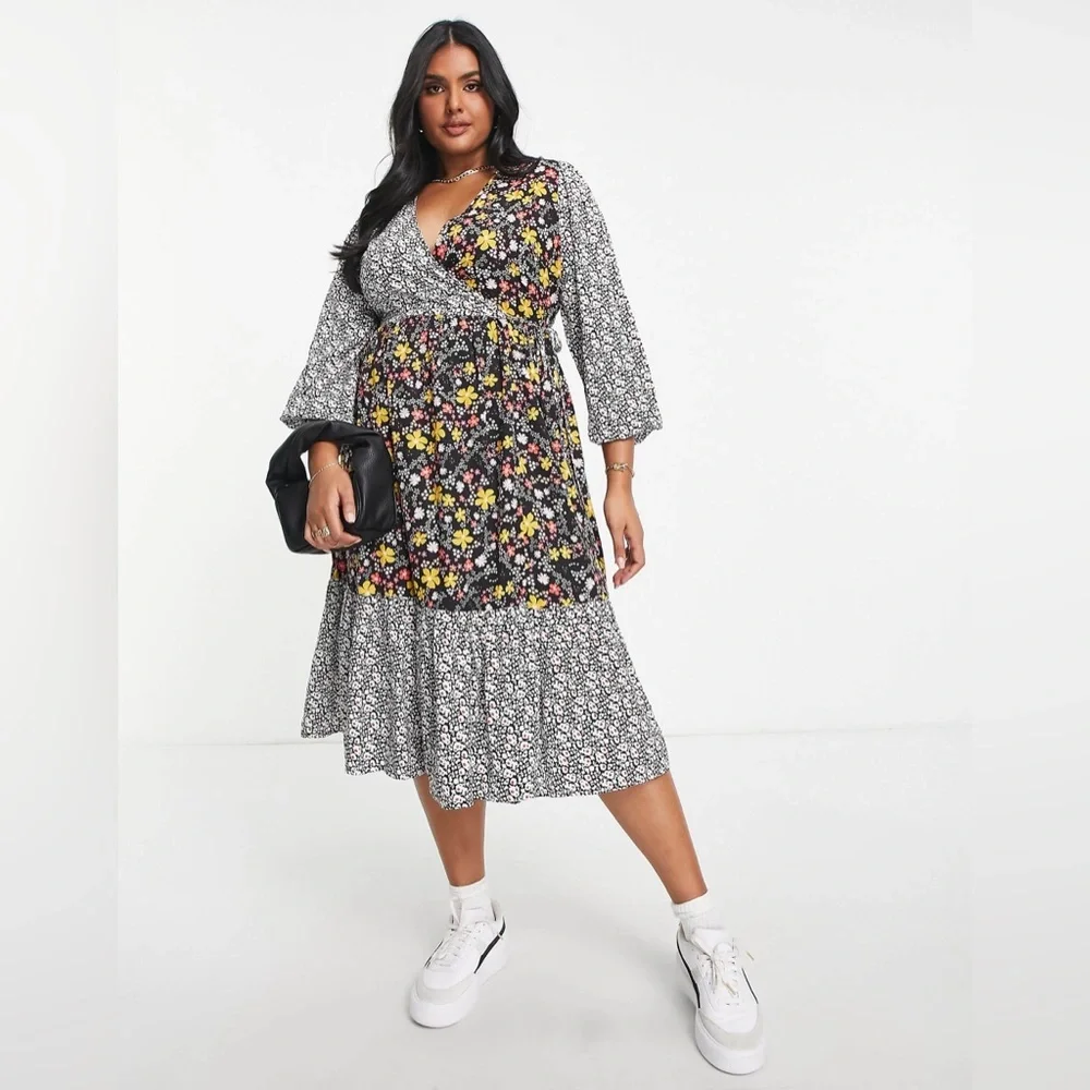 LIMITED COLLECTION X ASOS | Contrast Floral Wrap Midi Dress - Picture 4 of 11
